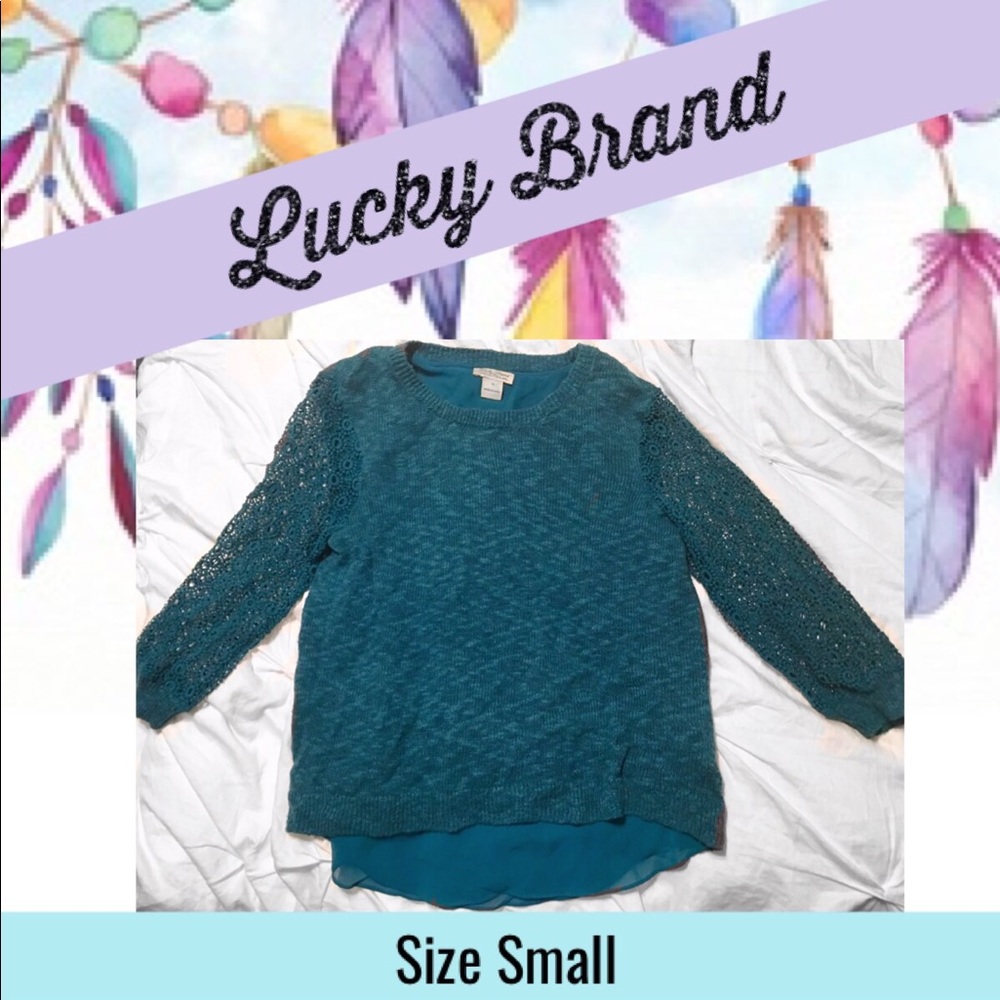 LUCKY🍀 Sweater 🍀 Blue Aqua Turquoise Small SM